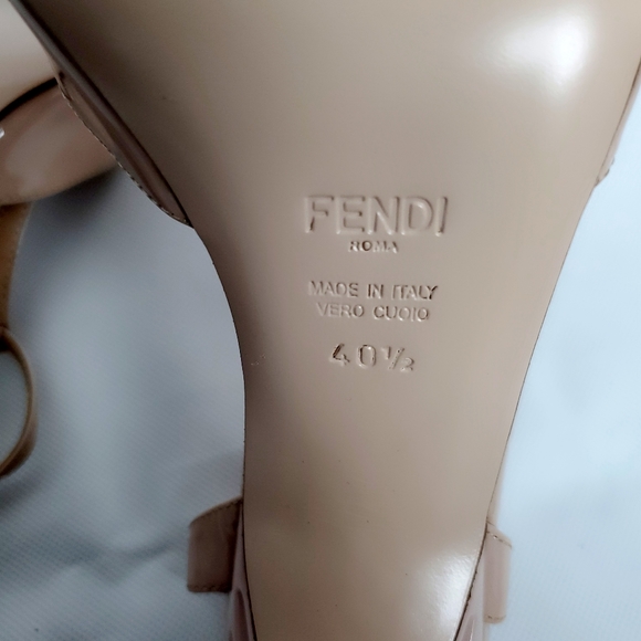 FENDI T STRAP PATENT NUDE HEELS sz 40.5 - Picture 5 of 6